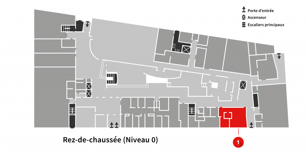 Localisation du comptoir informatique sur les plans du niveau 0 de l'Édifice La Fabrique