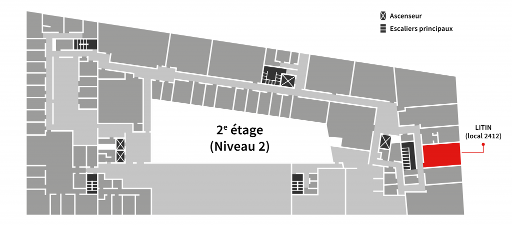 Plan du 2e étage de l'Édifice la Fabrique et localisation du LITIN