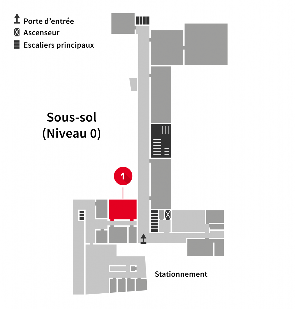 Localisation da la découpeuse au sous-sol de l'Édifice du Vieux-Séminaire de Québec