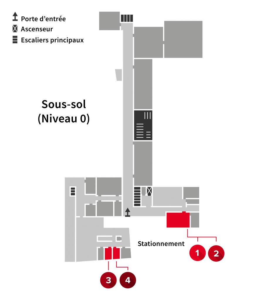 Localisation des appareils du Fablab au sous-sol de l'Édifice du Vieux-Séminaire de Québec
