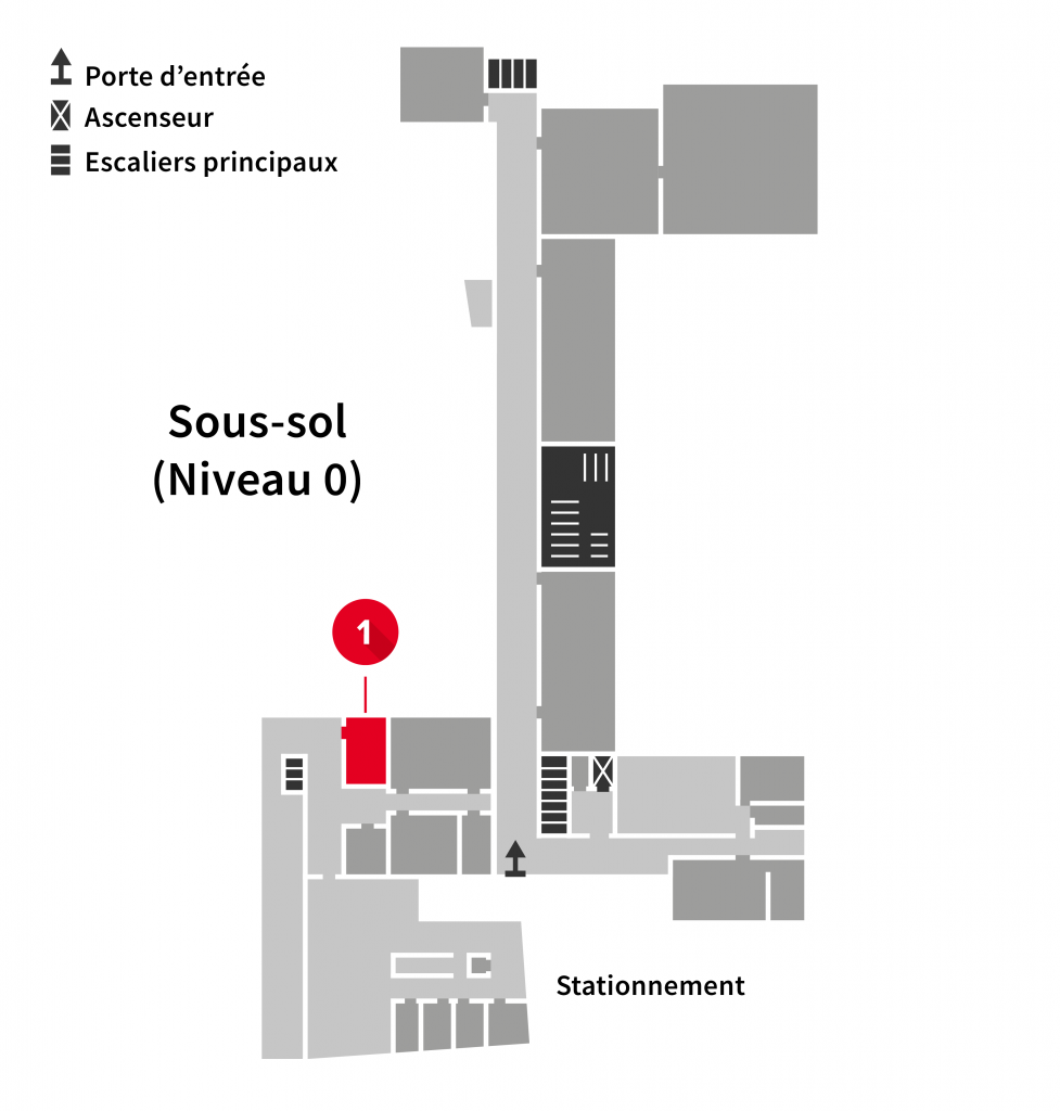 Localisation de l'imprimante au sous-sol de l'Édifice du Vieux-Séminaire de Québec