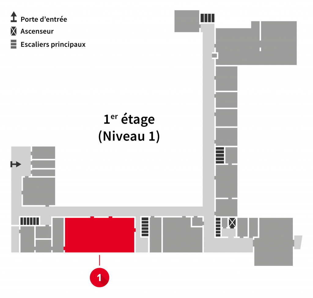 Localisation du numériseur sur les plans du 1er étage de l'Édifice du Vieux-Séminaire de Québec