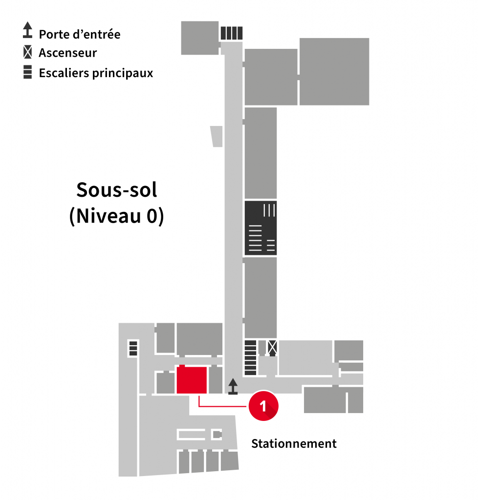 Localisation des appareils pour l'impression grand format sur traceurs à utilisation supervisée, au sous-sol de l'Édifice du Vieux-Séminaire de Québec